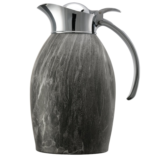 Service Ideas Nicollet Series Flip Top Stainless Vacuum Insulated Carafe, 33.8 Ounce, Gray Marble NIC10BSGM - main